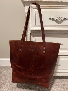 KMM & CO BRITISH TAN DOUBLE SHOT EAST WEST TOTE